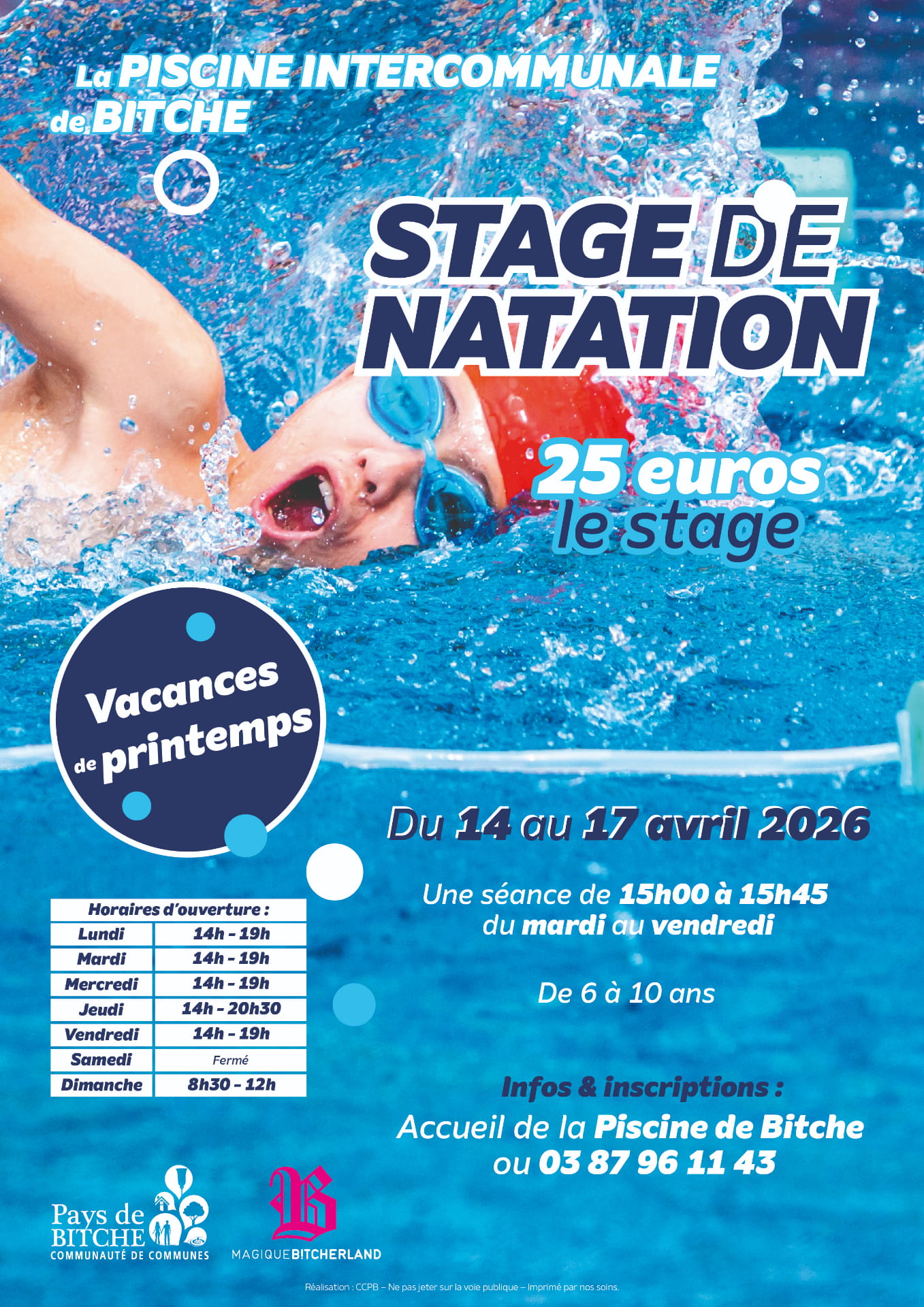 Stage de natation - Bitche - Vacances de printemps 2026